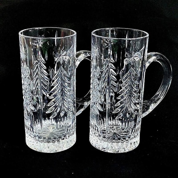 PAIR (2) Mikasa Beer Stein Mugs Christmas Tree LIKE NEW NEVER USED